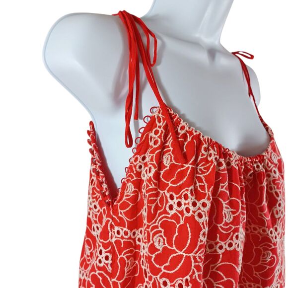 Buffalo David Bitton XS Rosie Red Embroidered Eyelet Halter Spaghetti Strap Top - Picture 3 of 8